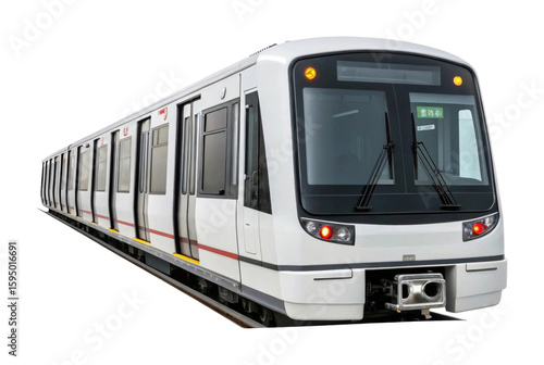 Modern urban metro train on railway track