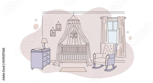 nursery room with crib rocking chair and curtains