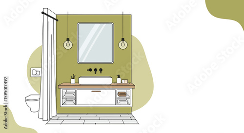 Modern bathroom with sink mirror and lighting fixtures