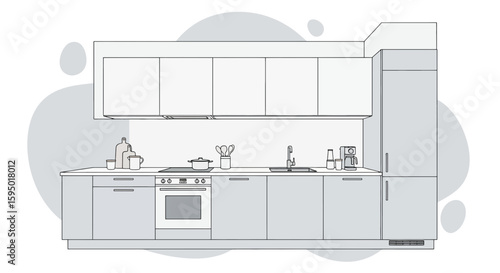 Kitchen with modern cabinets and appliances for home design