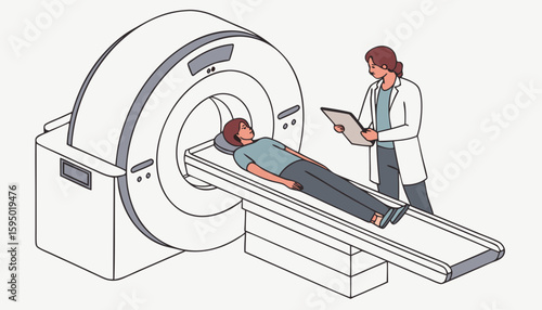 a doctor give MRI to the patient