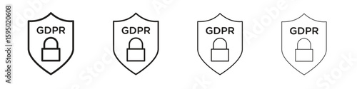 GDPR shield icon vector illustration. EPS 10 editable vector.