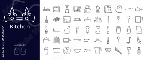Kitchen Line Editable Icons set. Vector illustration in modern thin line style of Kitchen icons: appliance, household, utensil, etc