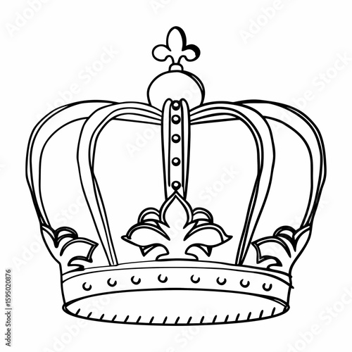 King Crown One Line Drawing – Continuous Single Line Royal Crown Vector Illustration with Editable Stroke

