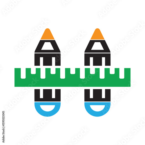 Ruler, pencil, pen, ruler and pencil icon