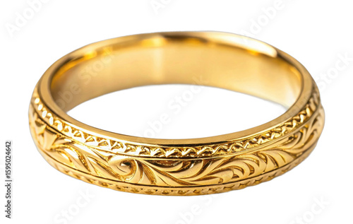 Ornate gold ring with intricate carvings
