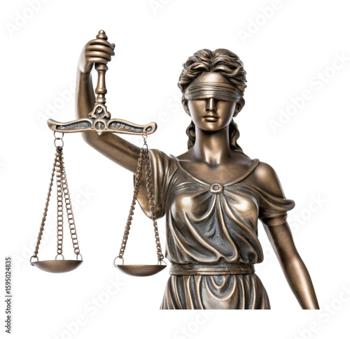 Blindfolded lady justice figurine holding scales of justice