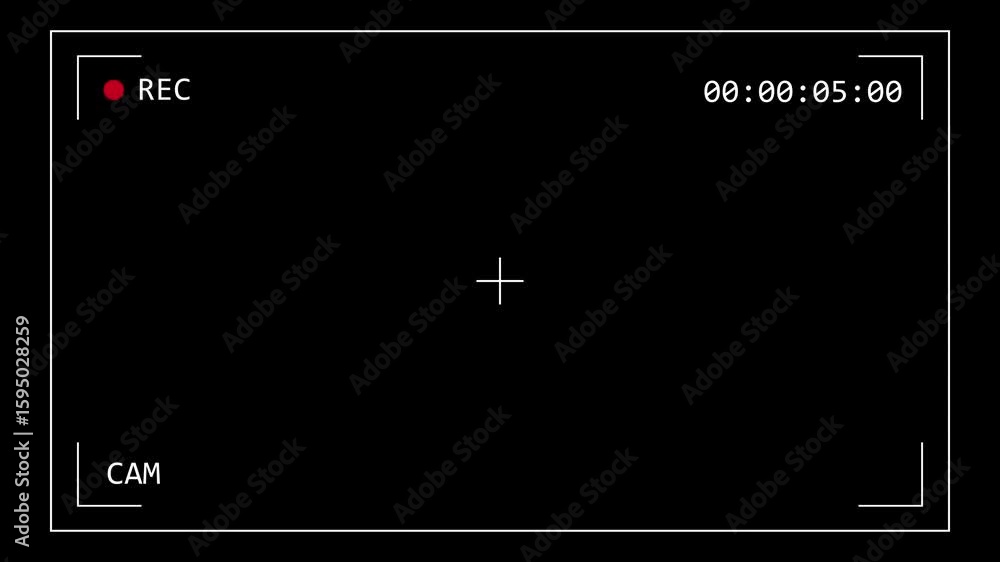 Surveillance CCTV monitoring screen template with single camera view based on Security camera system concept, CCTV User interface video overlay. CAM Overlay.