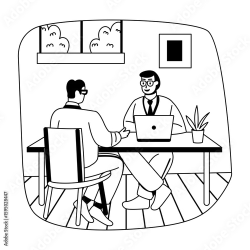 A glyph illustration of business client meeting 
