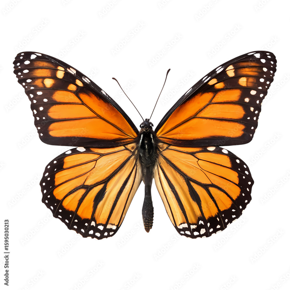 Fototapeta premium Monarch Butterfly A Detailed View on transparent background