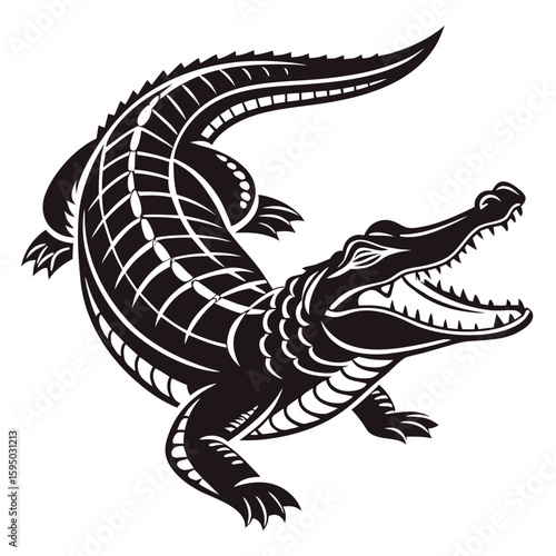 Wallpaper Mural A ferocious alligator with mouth open isolated on white background Torontodigital.ca