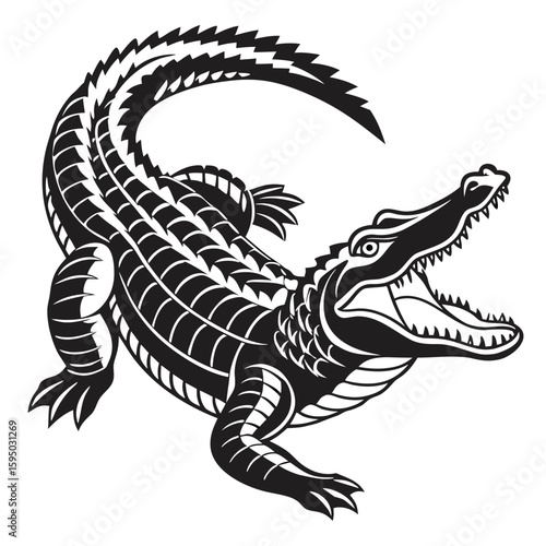 Wallpaper Mural Aggressive alligator with open mouth, showing sharp teeth Torontodigital.ca