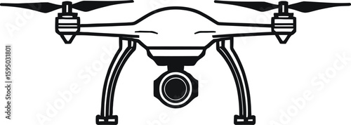 Minimalist Vector Drone Illustration Aerial Photography And Surveillance Technology Icon For Modern Design Projects Education And Remote Operations