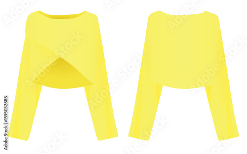 Yellow woman poncho sweater. vector	
