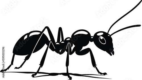 Bold Ant Vector Illustration Clean Insect Graphic In Black And White For Educational Resources Science Diagrams And Natural History Material