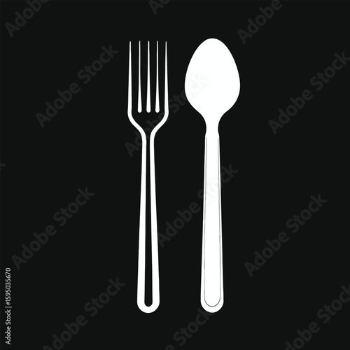 Minimalist Fork And Spoon Illustration Clean Graphic Cutlery Design For Restaurant Menus And Culinary Applications