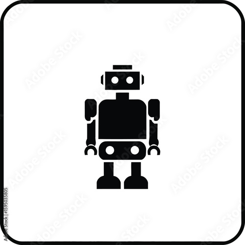 Minimalist Robot Illustration Black And White Graphic For Technology Concepts And Retro Designs Educational Resources And Sci Fi Projects