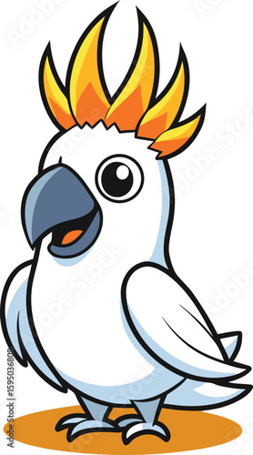 Cute Cartoon Cockatoo Parrot Bird with Yellow Crest new 2025 trendy
