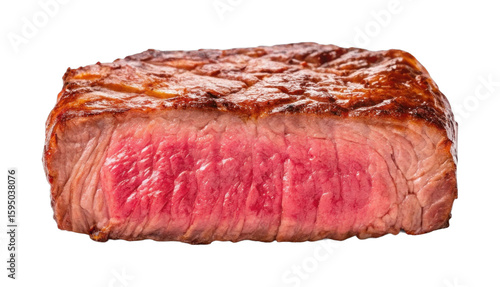Perfectly cooked juicy medium rare steak meat close-up shot