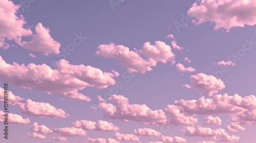 Soft pink fluffy clouds against pastel sky