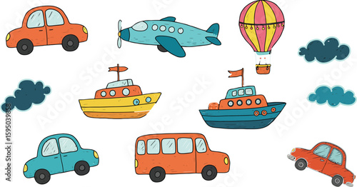 vector set of transport icons
