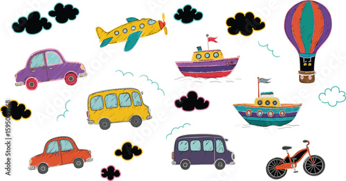 vector set of transport icons