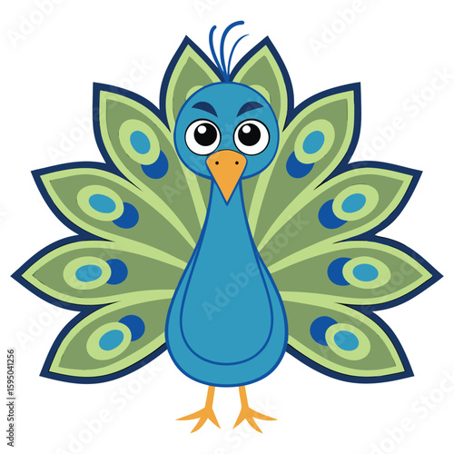 Wallpaper Mural Cute blue bird vector cartoon illustration with a flower, perfect for a happy nature or tweet design symbol Torontodigital.ca