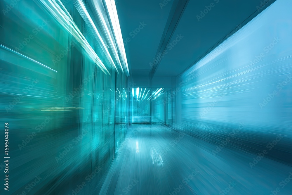Modern, futuristic hallway. Blurred motion Modern, futuristic hallway. Blurred motion
