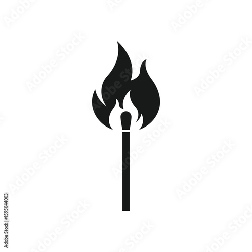Burning match icon. Burning matchstick. Vector.