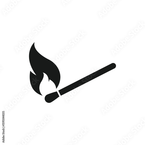 Burning match icon. Burning matchstick. Vector.