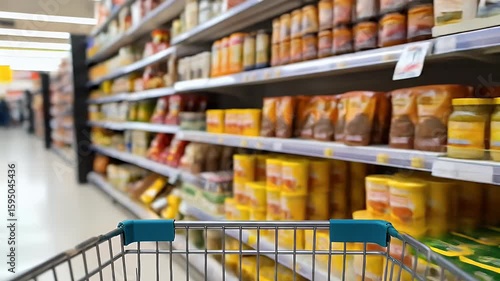 Wallpaper Mural Grocery store aisle and shopping cart Torontodigital.ca