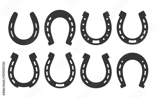 Lucky Charms An Array of Eight Horseshoe Black Designs for Success and Charm