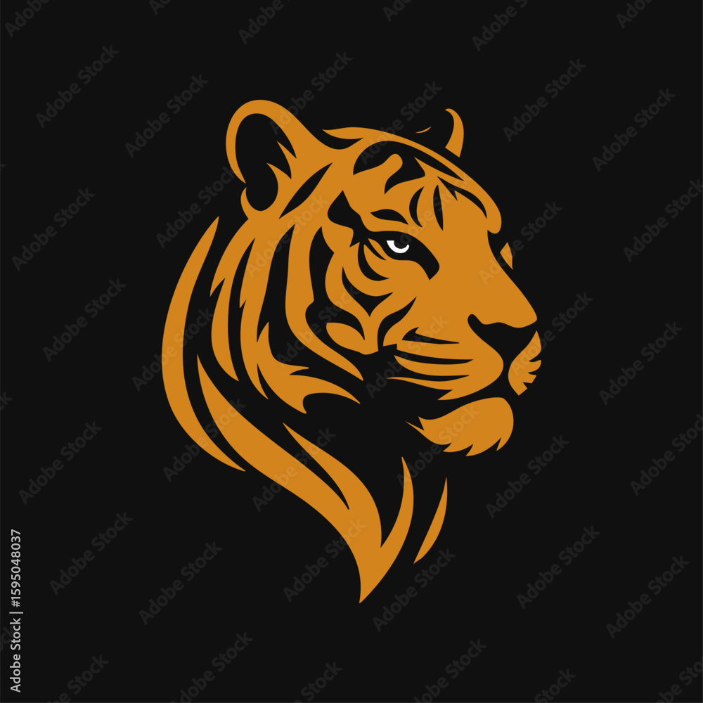 Fototapeta premium Golden Tiger Head Logo