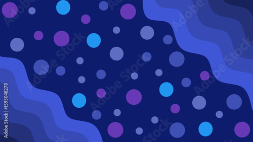Futuristic abstract on dark blue background, with colorful circles and lines