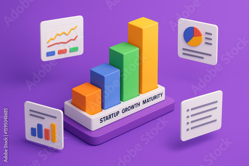 Startup growth and maturity represent business phases through development for success and progress