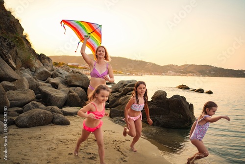 Enjoying a colorful day at the beach with family and friends