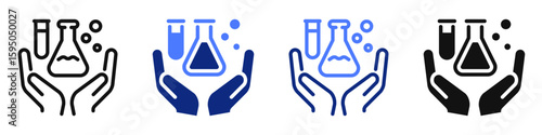 Vector icon or logo related to chemistry lab flask, science experiments and research, education and medicine. Symbol for website or app UI, logo design, illustration