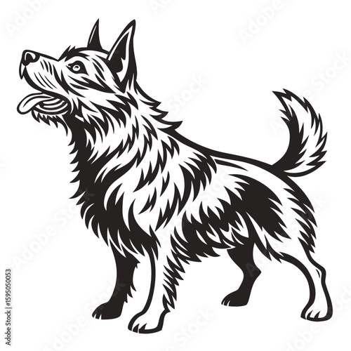 West highland white terrier dog panting illustration isolated on white background