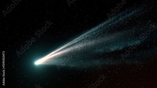 Fototapeta Naklejka Na Ścianę i Meble -  Comet with luminous tail in deep space