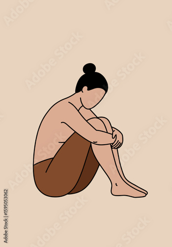 A solitary figure in a pose of contemplation, reflecting feelings of sadness and introspection