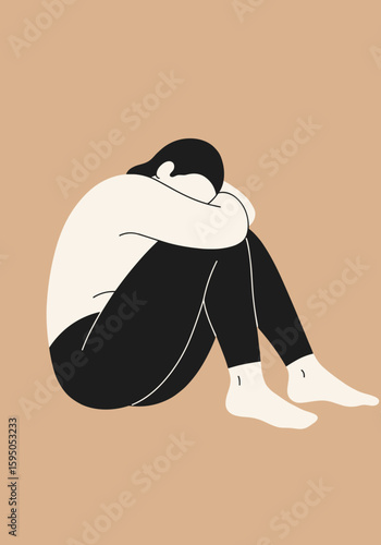 A figure curled up in a protective posture, reflecting feelings of sadness and the need for comfort