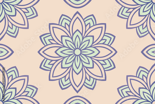 Floral mandala pattern with pastel colors seamless