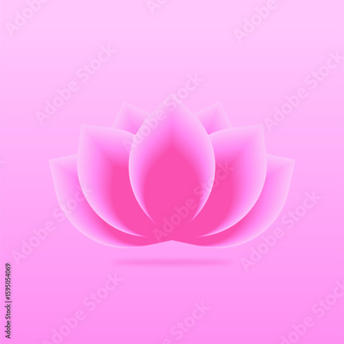 A stylized pink lotus flower with soft gradients, centered on a light pink background.