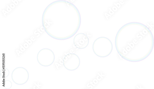 Fotografia Realistic soap bubbles flying in the air – transparent overlay