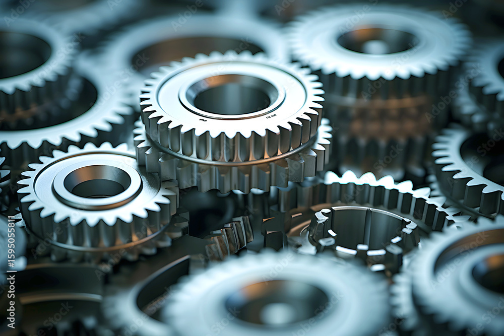 Close-up view of interlocking metal gears showcasing engineering precision and industrial design details Close-up view of interlocking metal gears showcasing engineering precision and industrial design details