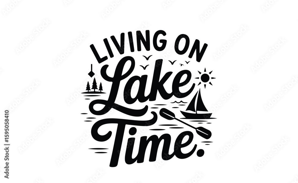Fototapeta premium Funny Paddling Boat Kayaking nature T-shirt Design