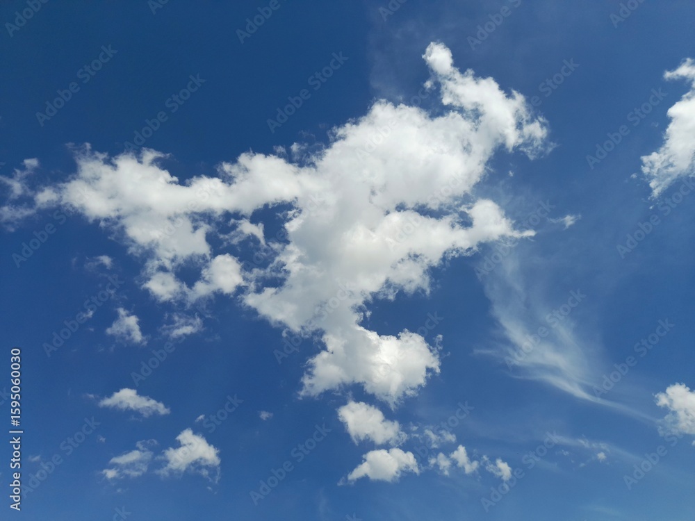 Fototapeta premium photo of small white clouds and blue sky