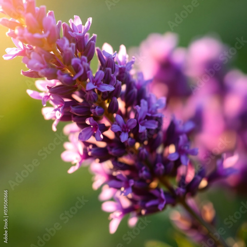 Macro photo of blooming lavender with rich color and soft focus  