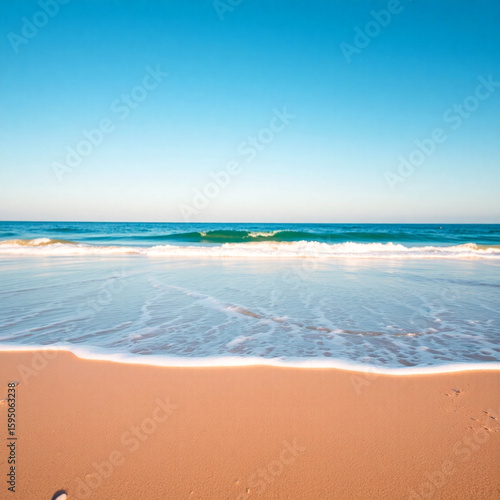 Soft ocean waves gently moving onto a smooth golden beach in peaceful nature  