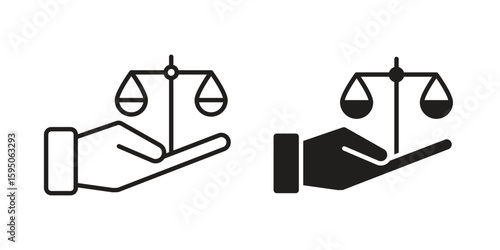 Justice scales in Hand icon Vector isolated design element. EPS10